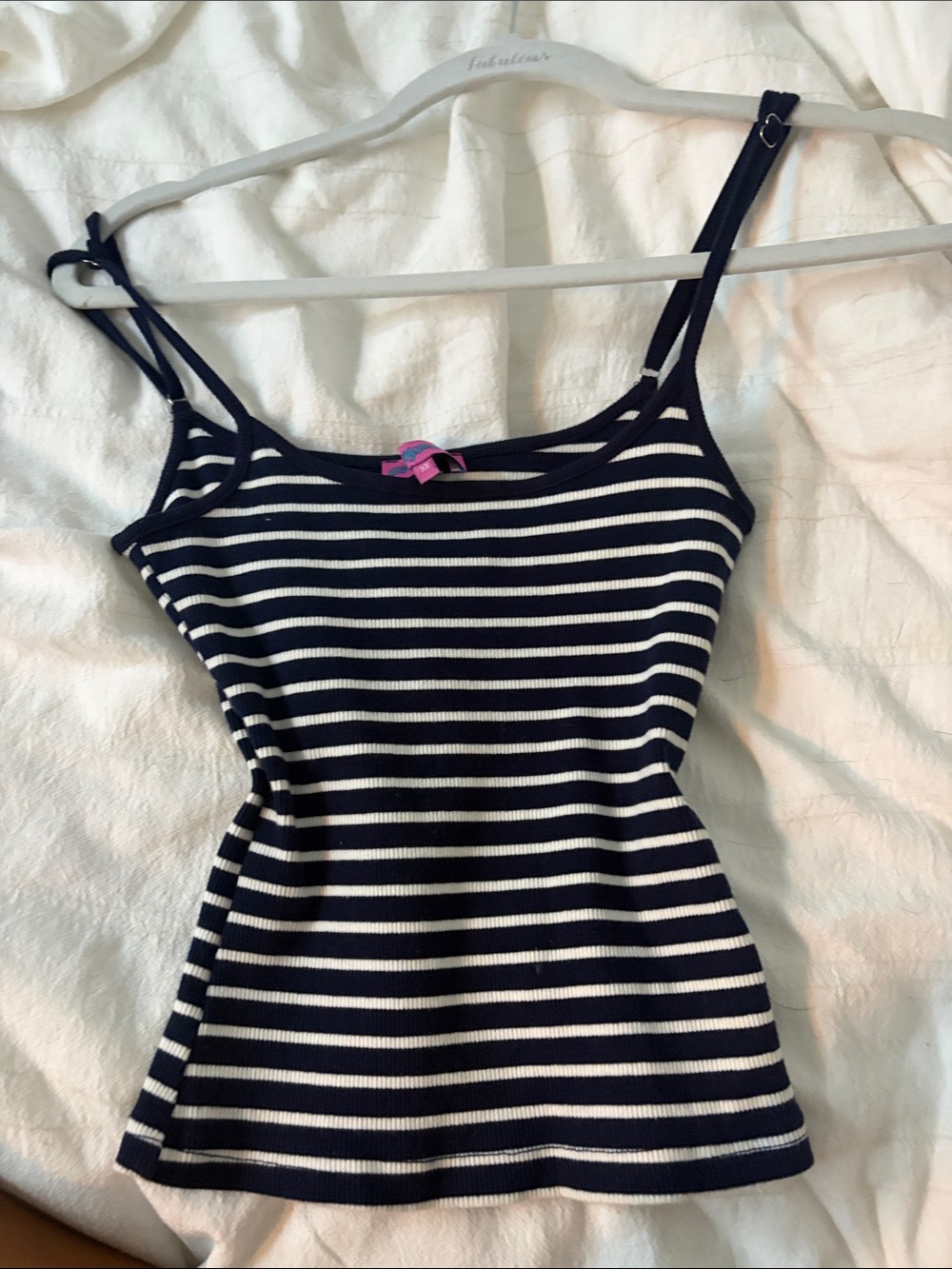 Edikted Navy and White Striped Ribbed Tank Top - Picture 1 of 1